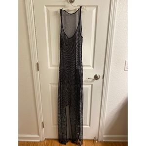 Sparkly black mesh dress cover up- maxi
